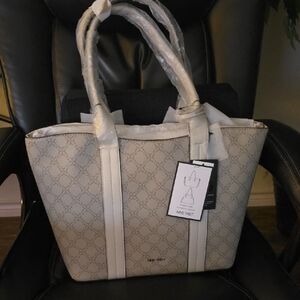 Nine West Patterned Cream Tote Bag